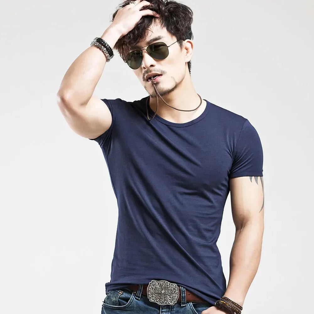 2026 Brand New Men T Shirt Tops V neck Short Sleeve Tees Men's Fashion Fitness Hot T-shirt For Male Man T-shirt Size 5XL