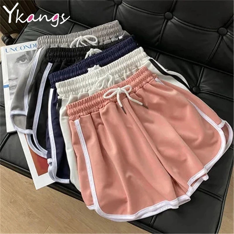 Oversized Shorts Women Gaussian Blur Scares Kittens Print Short Y2k Street Couple Five-point Elastic High Waist Basketball Short