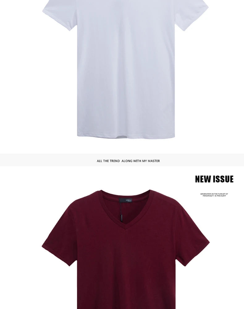 2026 Brand New Men T Shirt Tops V neck Short Sleeve Tees Men's Fashion Fitness Hot T-shirt For Male Man T-shirt Size 5XL