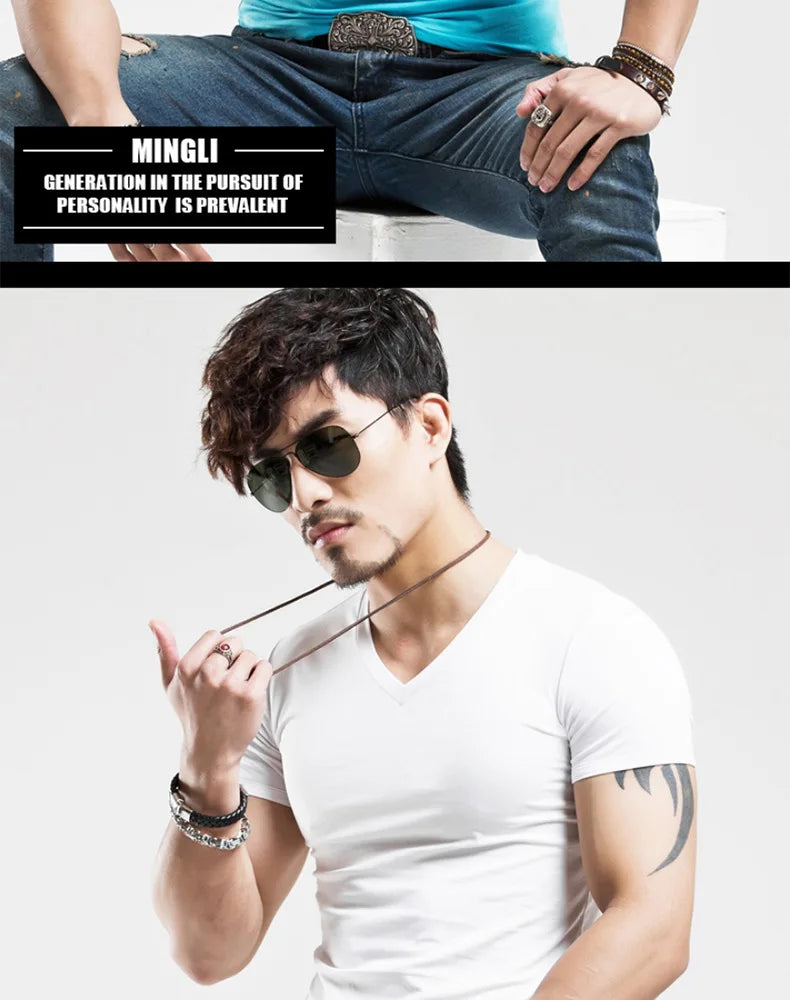 2026 Brand New Men T Shirt Tops V neck Short Sleeve Tees Men's Fashion Fitness Hot T-shirt For Male Man T-shirt Size 5XL