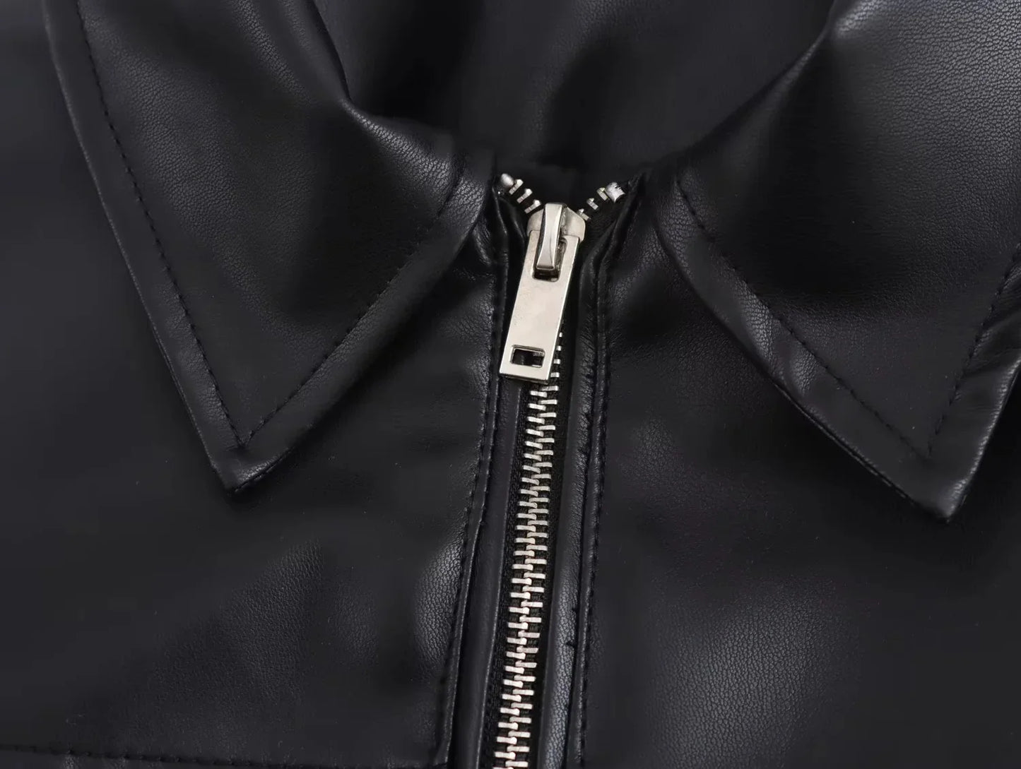 KONDALA 2026 Spring Summer Brown Business Casual Faux Leather Women Jackets Chic Valentine‘s Day Spliced Zipper Ladies Jackets