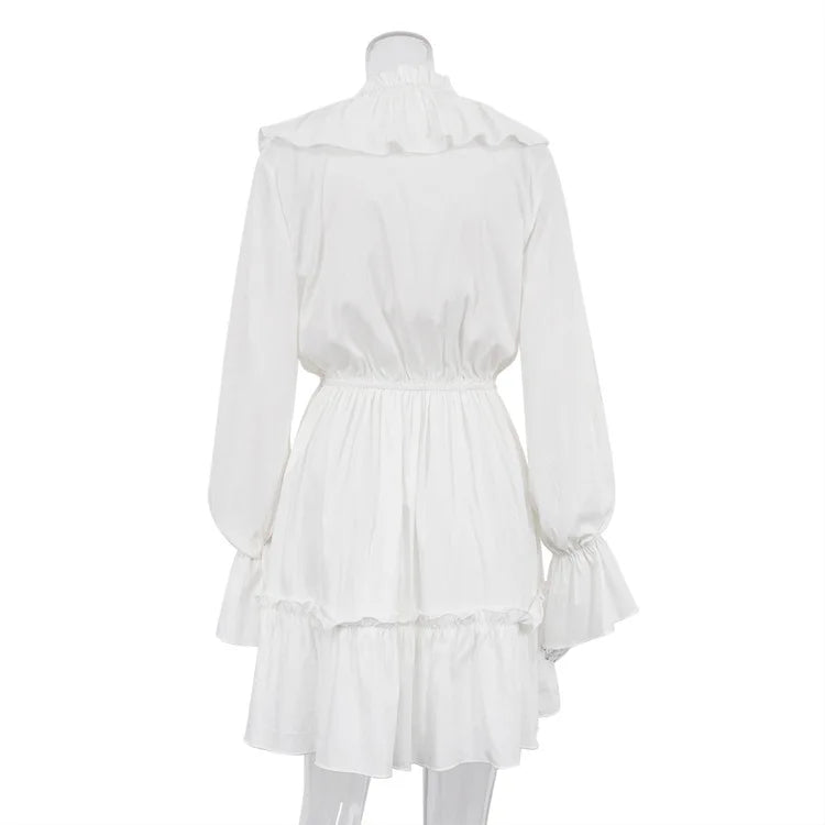 2025 Women Summer Loose Style Flare Sleeve White Dress Long Dress Sexy V-Neck Boho Dress Vestidos Clothes