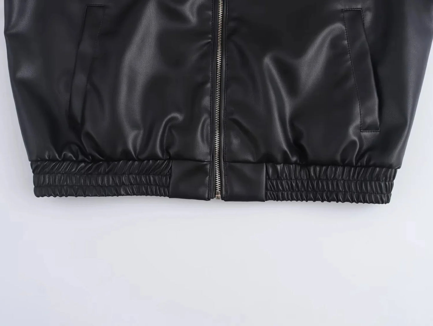 KONDALA 2026 Spring Summer Brown Business Casual Faux Leather Women Jackets Chic Valentine‘s Day Spliced Zipper Ladies Jackets