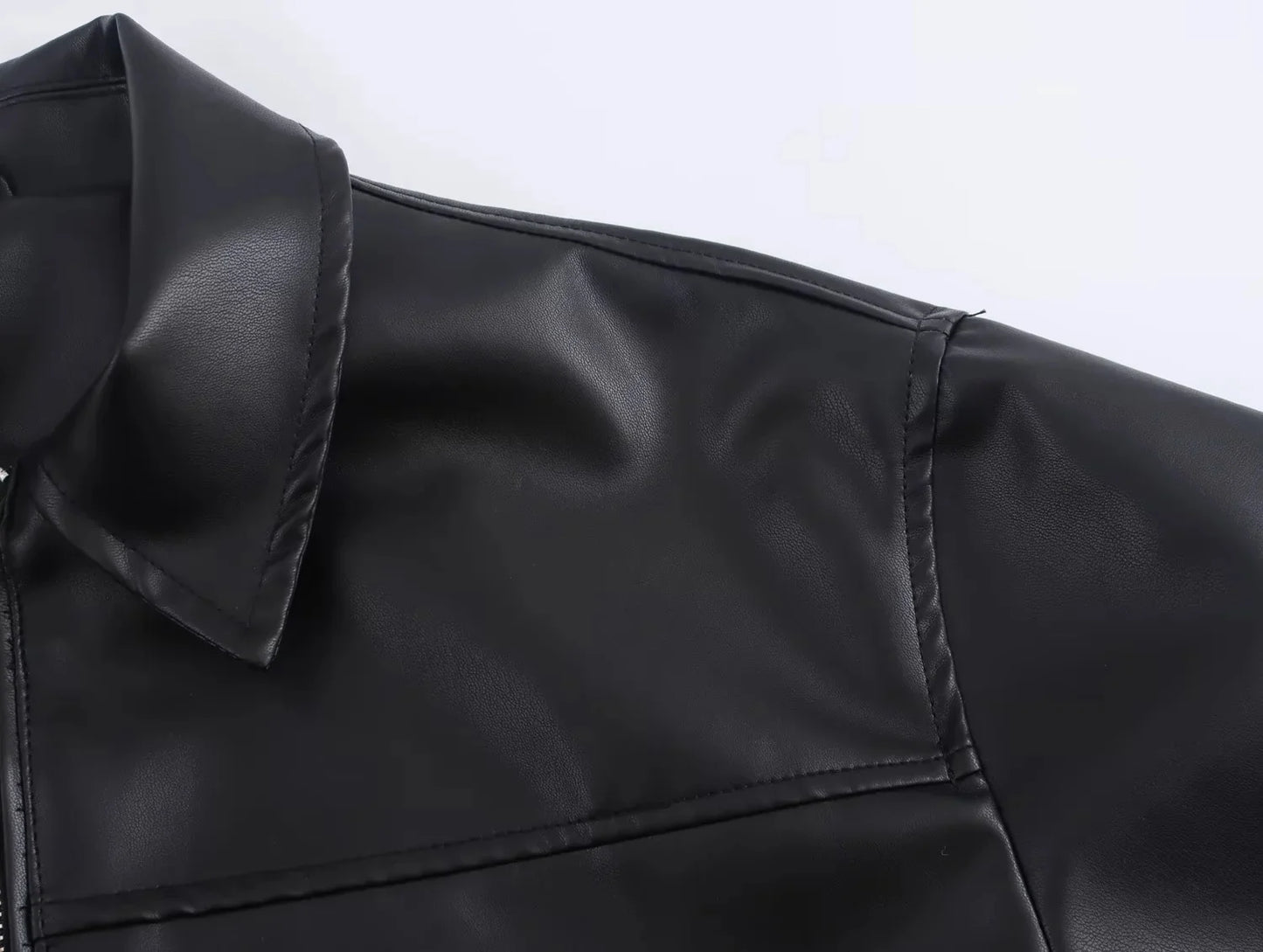 KONDALA 2026 Spring Summer Brown Business Casual Faux Leather Women Jackets Chic Valentine‘s Day Spliced Zipper Ladies Jackets
