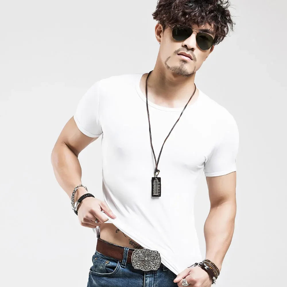 2026 Brand New Men T Shirt Tops V neck Short Sleeve Tees Men's Fashion Fitness Hot T-shirt For Male Man T-shirt Size 5XL