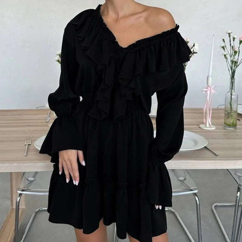 2025 Women Summer Loose Style Flare Sleeve White Dress Long Dress Sexy V-Neck Boho Dress Vestidos Clothes