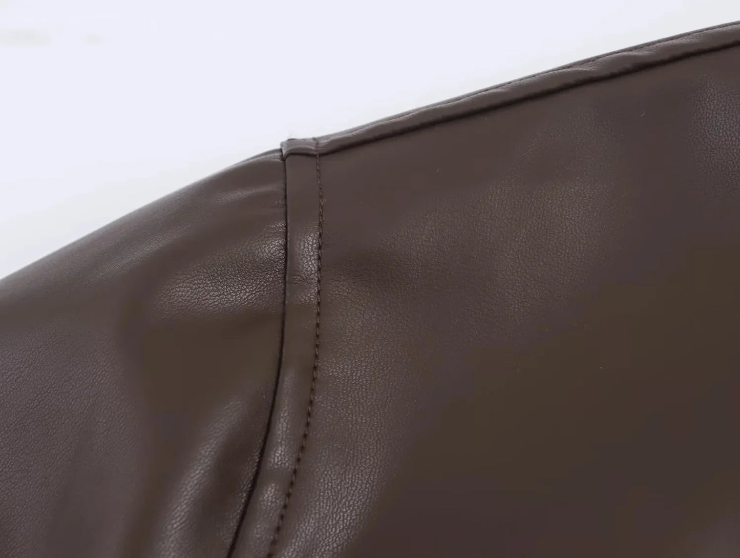 KONDALA 2026 Spring Summer Brown Business Casual Faux Leather Women Jackets Chic Valentine‘s Day Spliced Zipper Ladies Jackets
