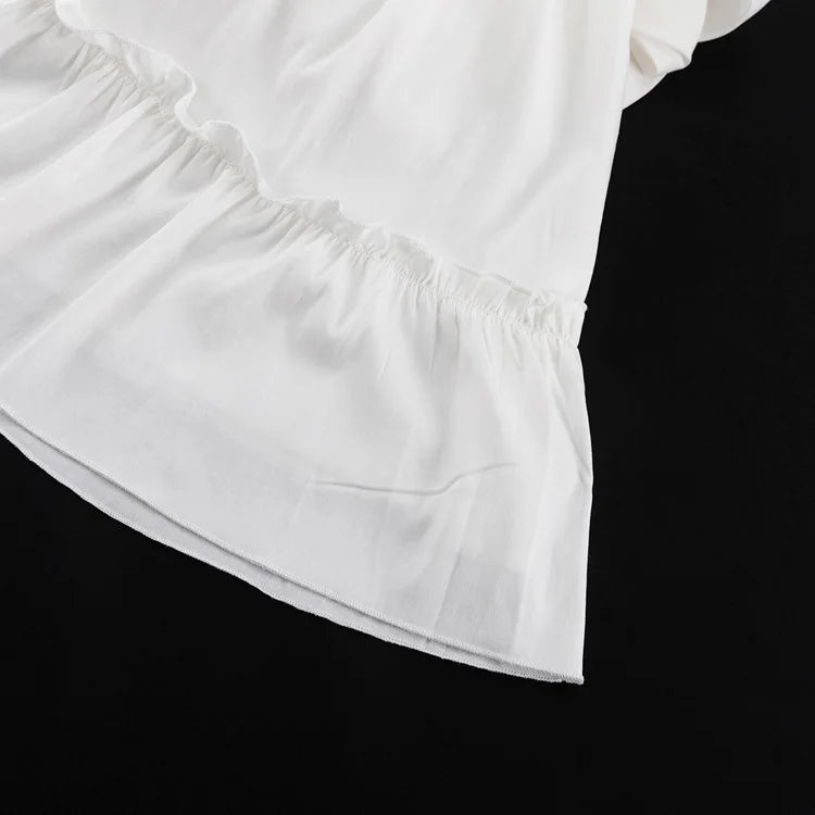 2025 Women Summer Loose Style Flare Sleeve White Dress Long Dress Sexy V-Neck Boho Dress Vestidos Clothes