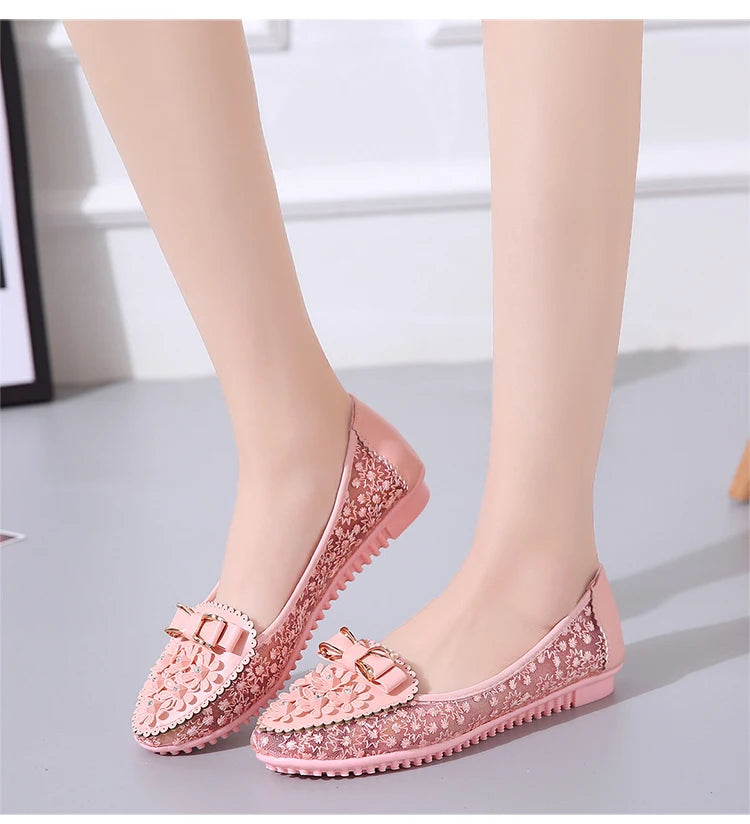 Summer Breathable Solid Color Vulcanized Shoes Floral Embroidery Bowknot Loafers Women Non-slip Flower Sneakers Chaussure Femmes