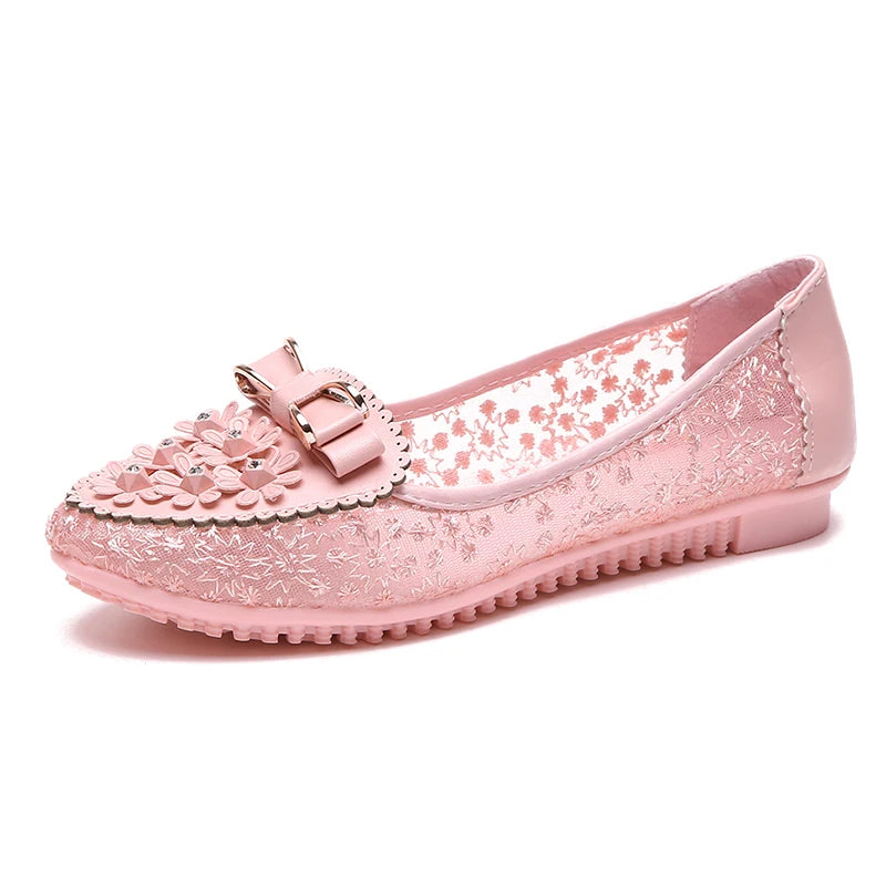 Summer Breathable Solid Color Vulcanized Shoes Floral Embroidery Bowknot Loafers Women Non-slip Flower Sneakers Chaussure Femmes