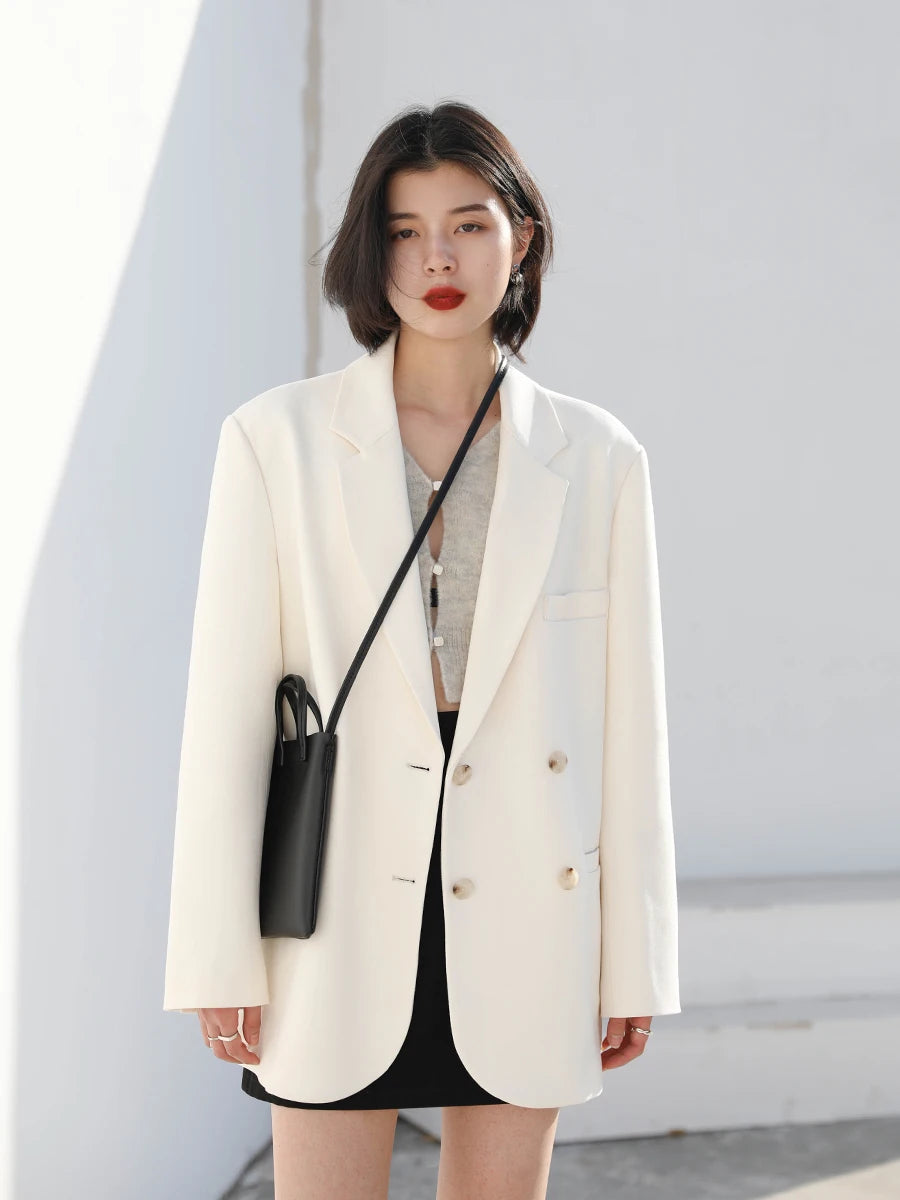CHIC VEN Women's Blazer Korean Casual Solid Long Sleeve Coats All-match Office Lady Elegant Fashion Clothing Spring Autumn 2026