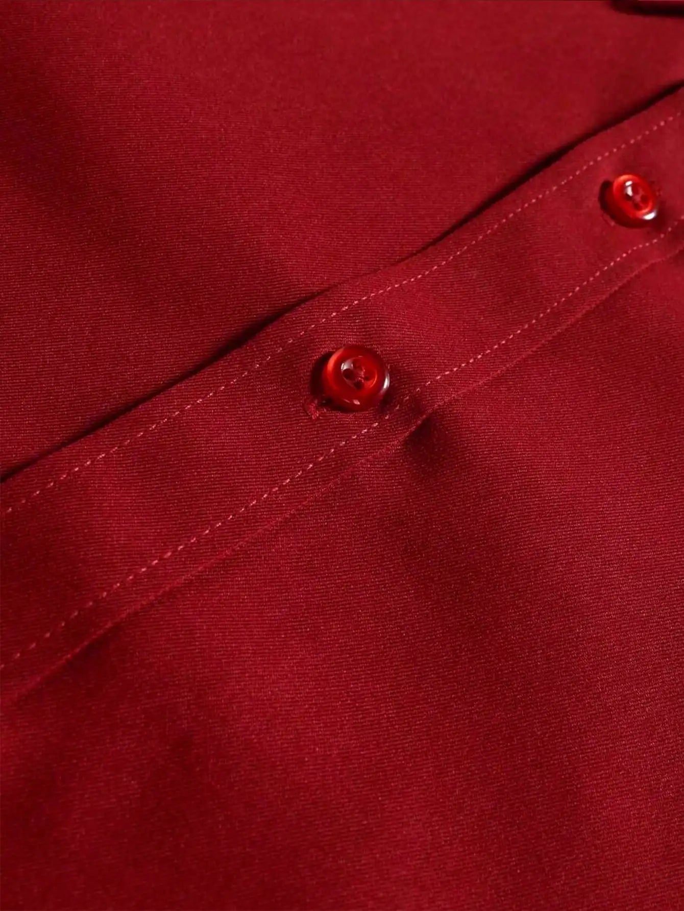 Men's Solid Red Long Sleeve Formal Dress Shirt for Business Office Wear