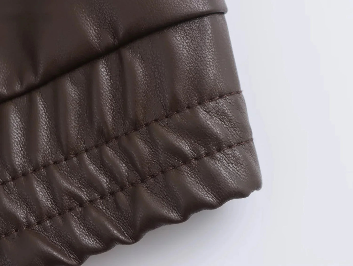 KONDALA 2026 Spring Summer Brown Business Casual Faux Leather Women Jackets Chic Valentine‘s Day Spliced Zipper Ladies Jackets