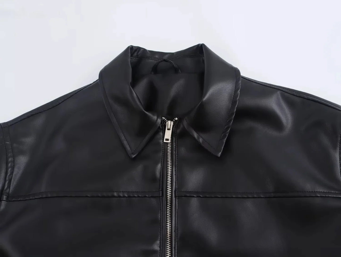 KONDALA 2026 Spring Summer Brown Business Casual Faux Leather Women Jackets Chic Valentine‘s Day Spliced Zipper Ladies Jackets