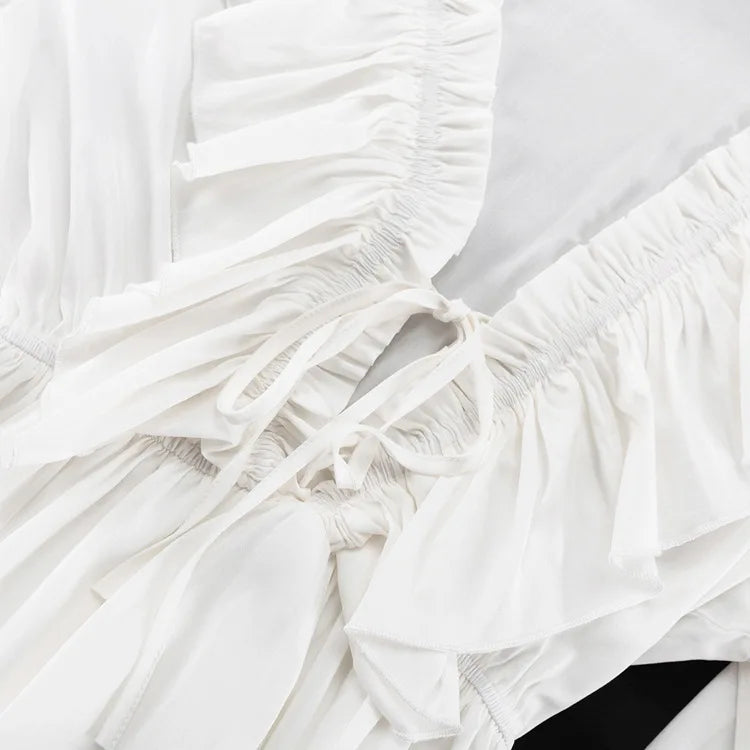 2025 Women Summer Loose Style Flare Sleeve White Dress Long Dress Sexy V-Neck Boho Dress Vestidos Clothes