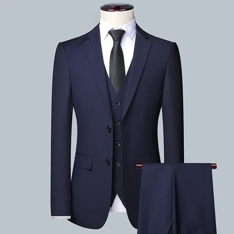Suit Boutique Men's Fashion Business (Blazer+ Vest + Trousers) Gentleman's Wedding Casual Professional Formal Suit 3 Piece M-6XL